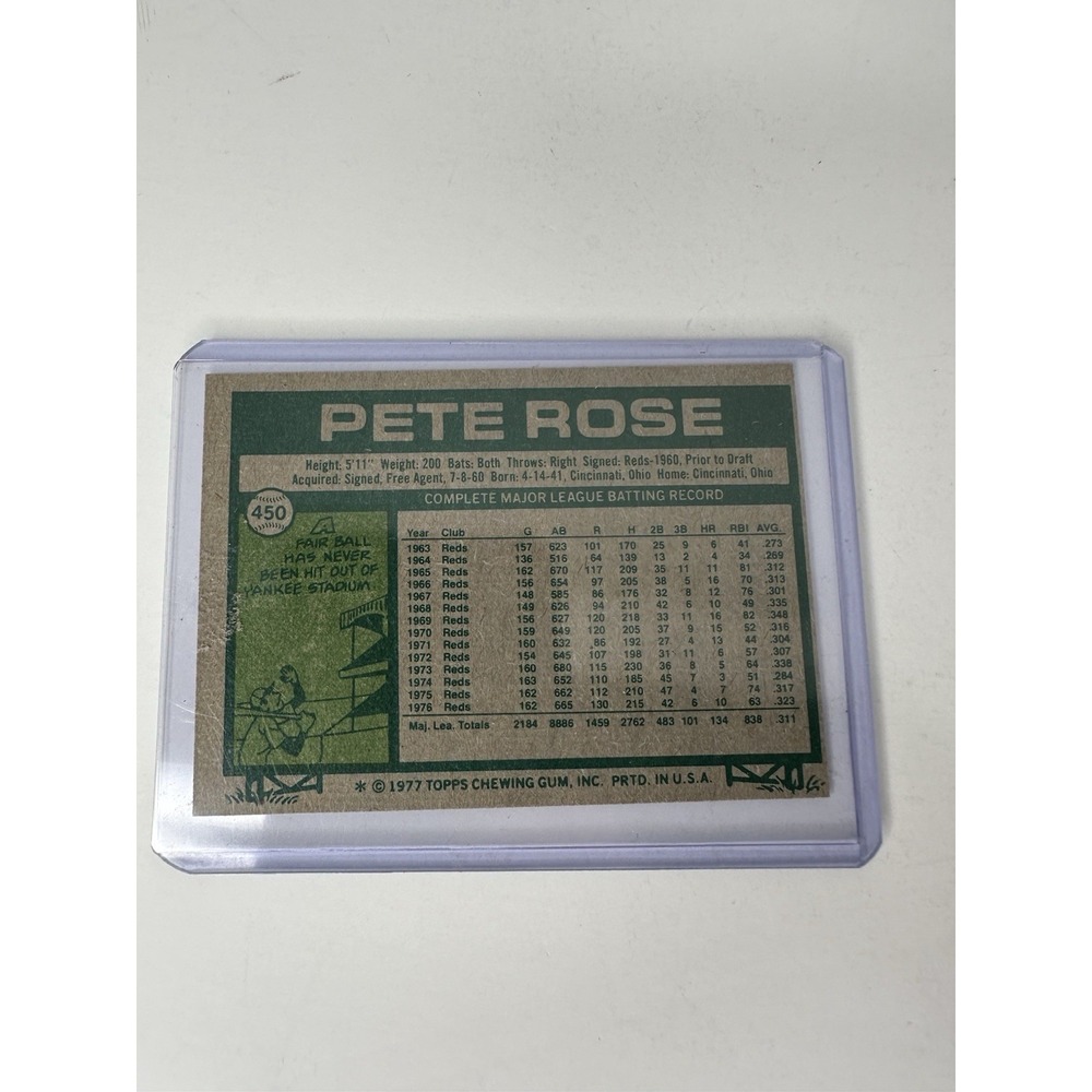 Pete Rose Cincinnati Reds 1977 Topps Baseball Card 450 NL All-Star - Picture 3 of 4
